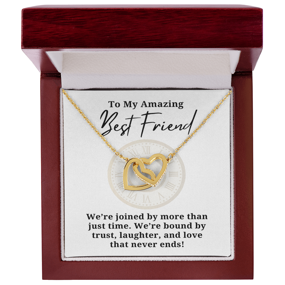 Best Friend Trust Laughter And Love Interlocking hearts Necklace