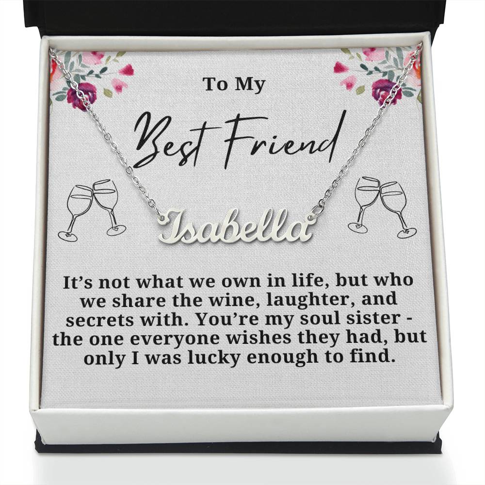 Wine Laughter And secrets Personalized Name Necklace