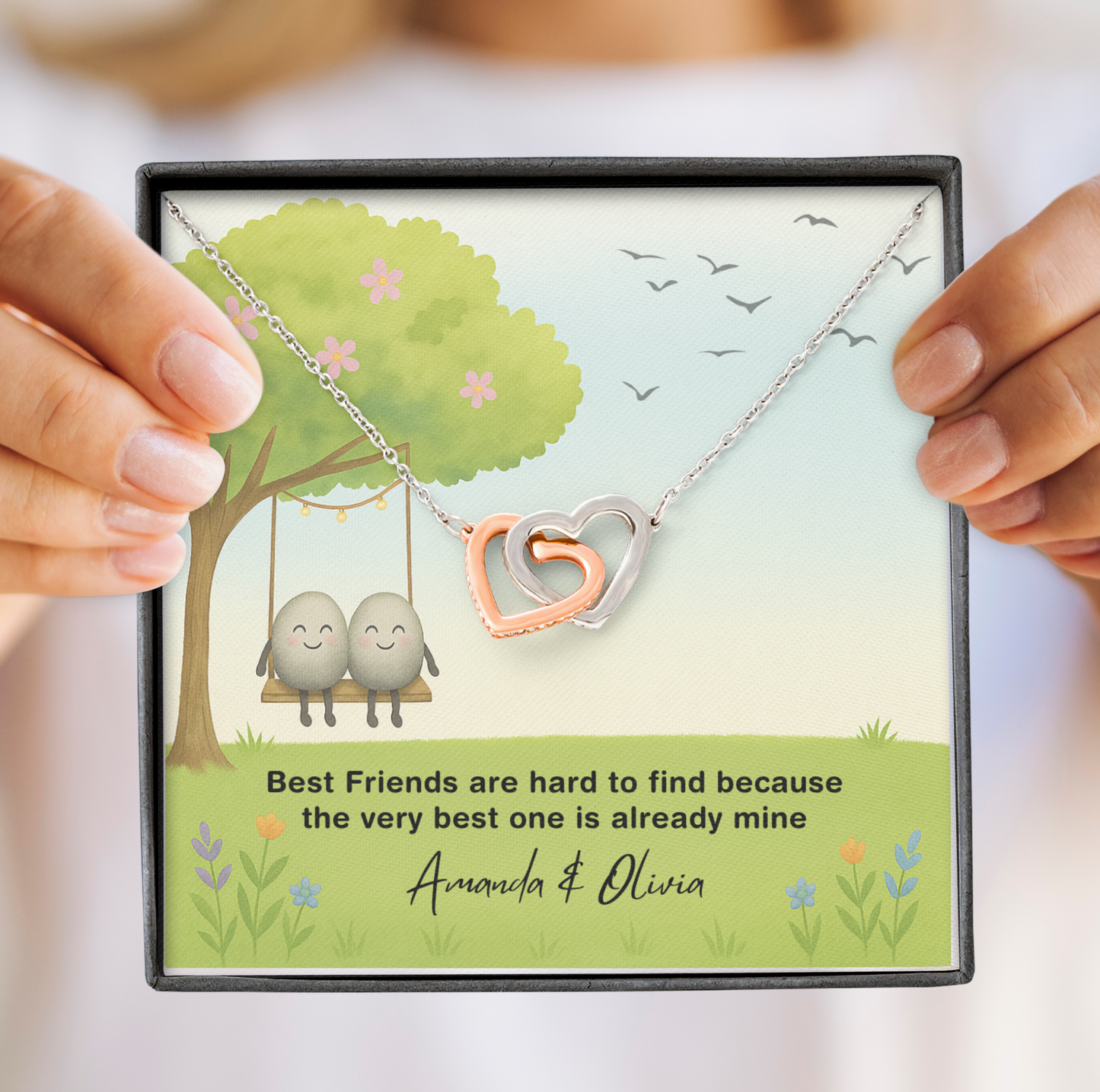 Best Friends Are Hard To Find Personalized Hearts Necklace