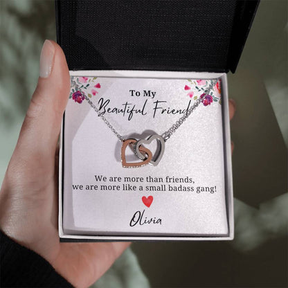 Personalized We are more than just friends - Interlocking Hearts Necklace