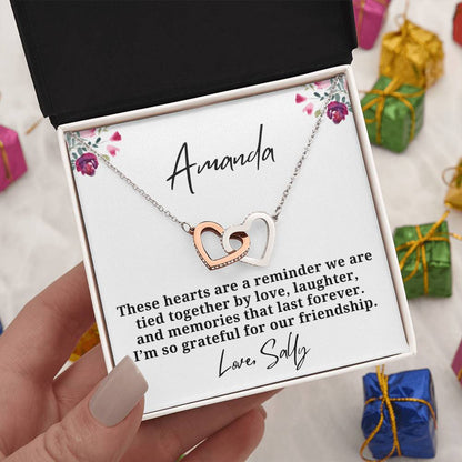 Personalized Memories last Forever Interlocking Hearts Necklace