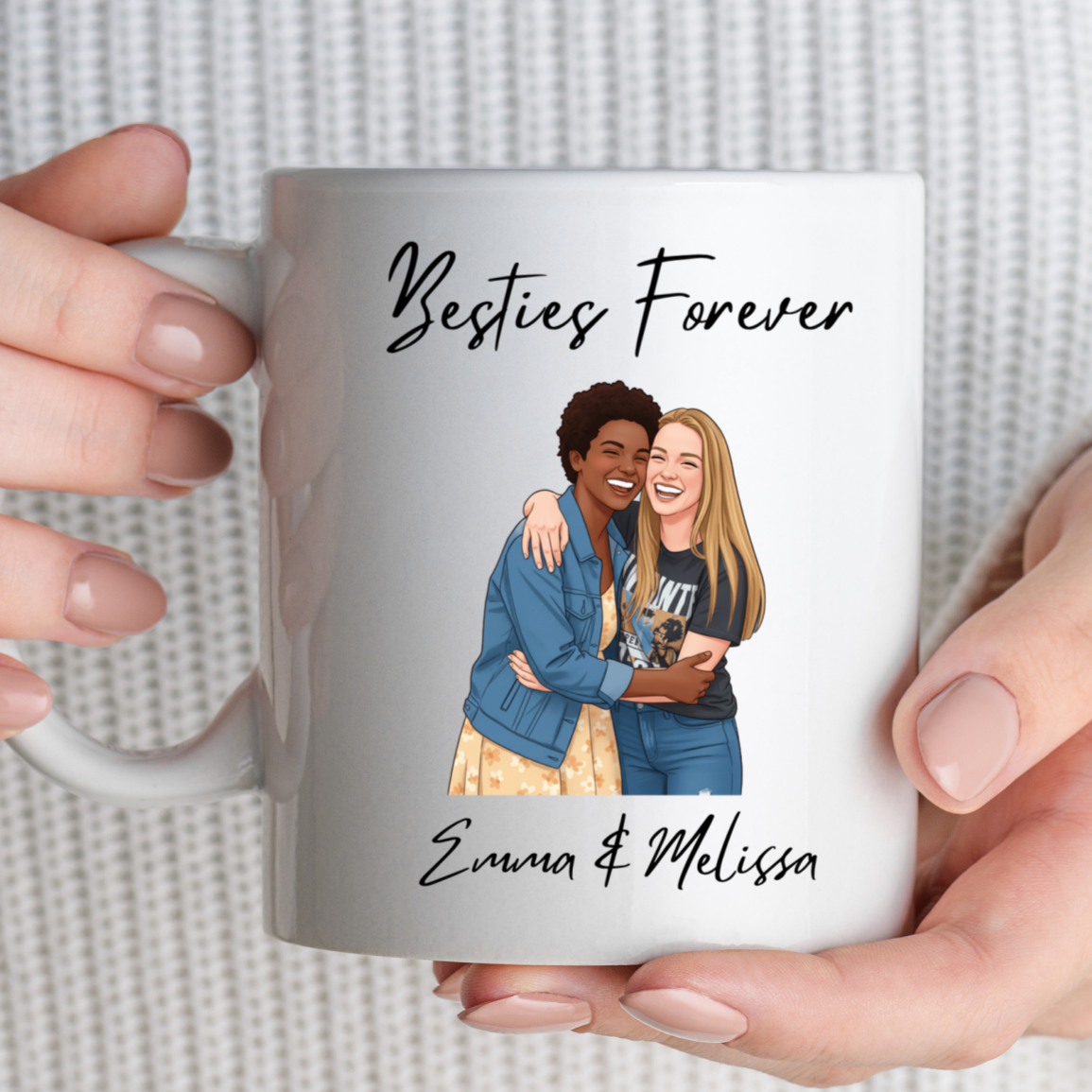 Besties Forever Personalized Cartoon Mug
