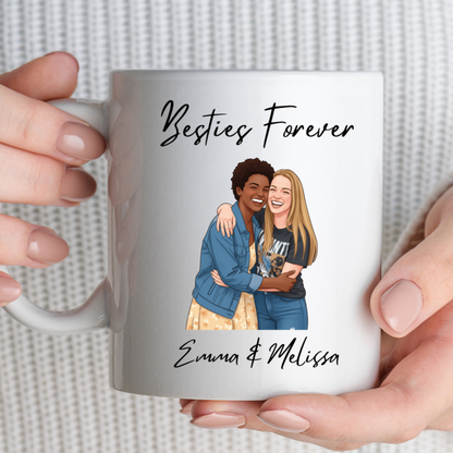 Besties Forever Personalized Cartoon Mug