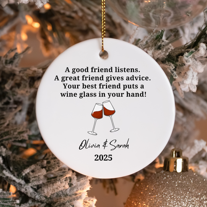 Personalized Best Friend Wine Ornament