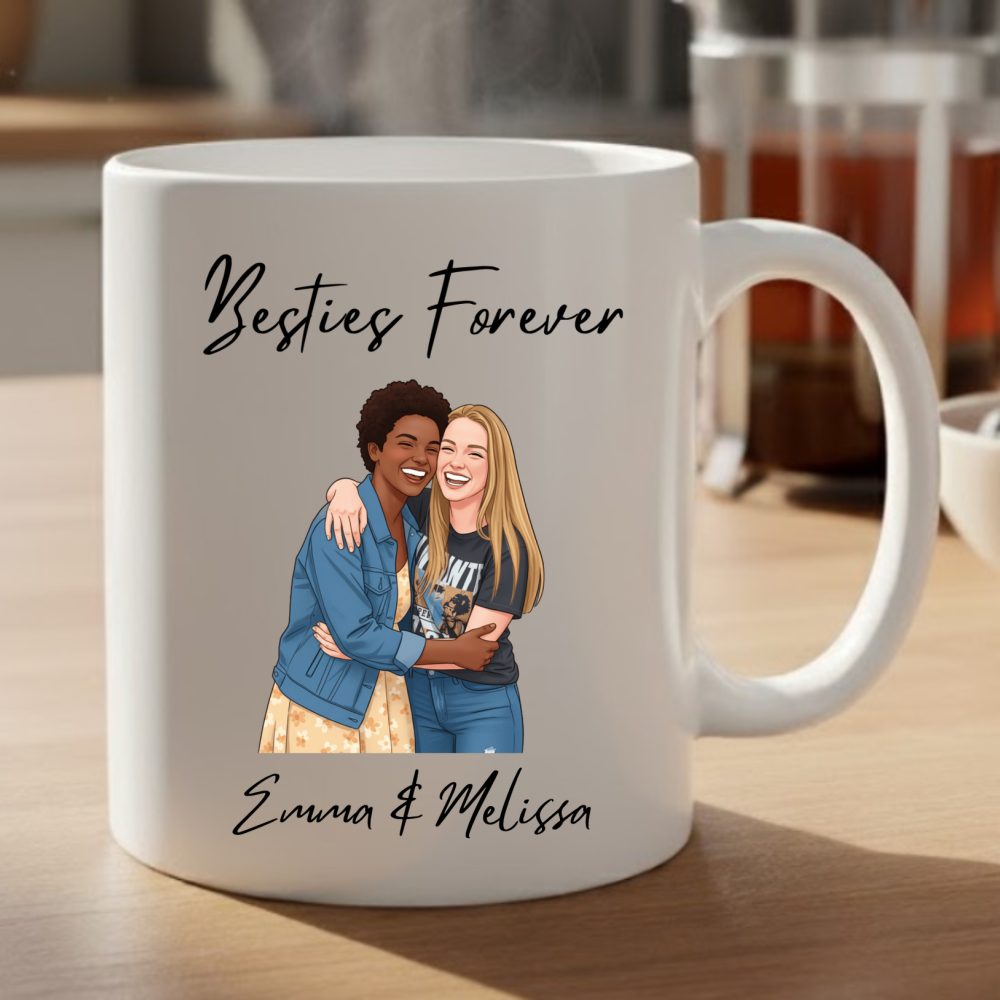 Besties Forever Personalized Cartoon Mug