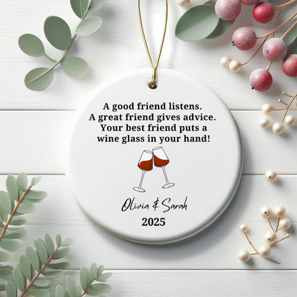 Personalized Best Friend Wine Ornament