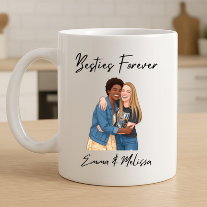 Besties Forever Personalized Cartoon Mug