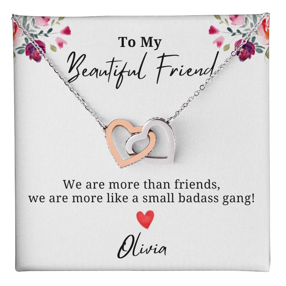 Personalized We are more than just friends - Interlocking Hearts Necklace