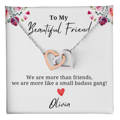 Personalized We are more than just friends - Interlocking Hearts Necklace