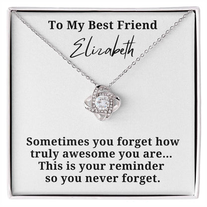 Personalized Truly Awesome Loveknot Best Friend Necklace