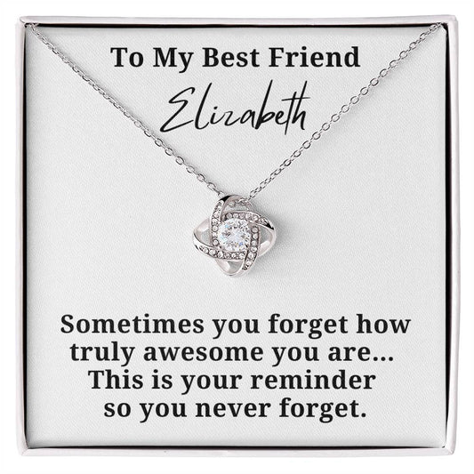 Personalized Truly Awesome Loveknot Best Friend Necklace