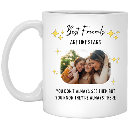 Best Friends Are Like Stars Personalized Photo White Mug