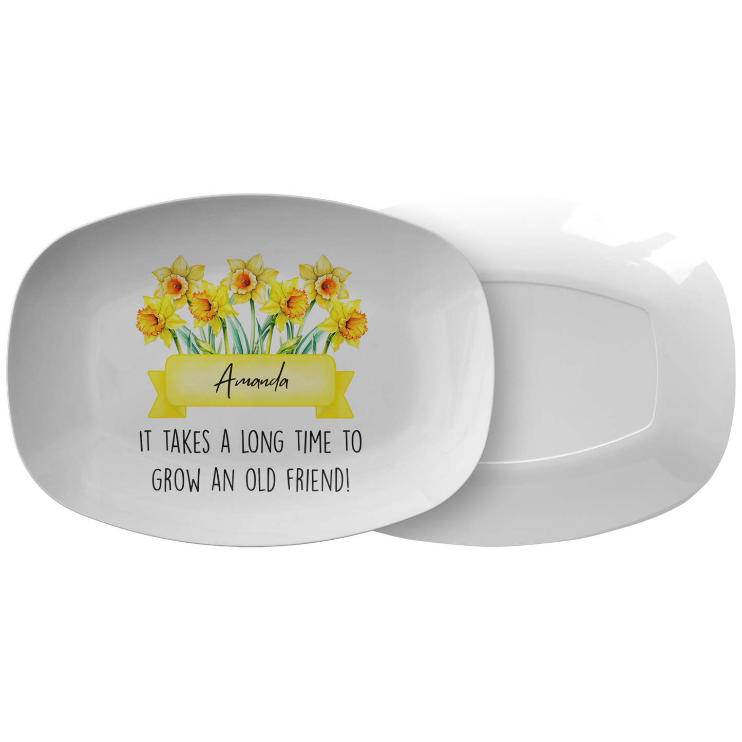 Personalized Brth Flower And Name Friend Platter