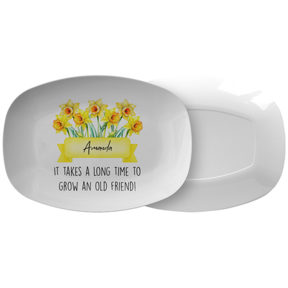 Personalized Brth Flower And Name Friend Platter