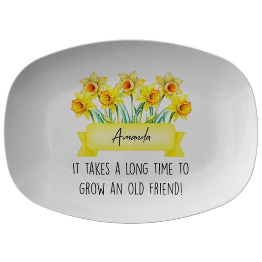 Personalized Brth Flower And Name Friend Platter