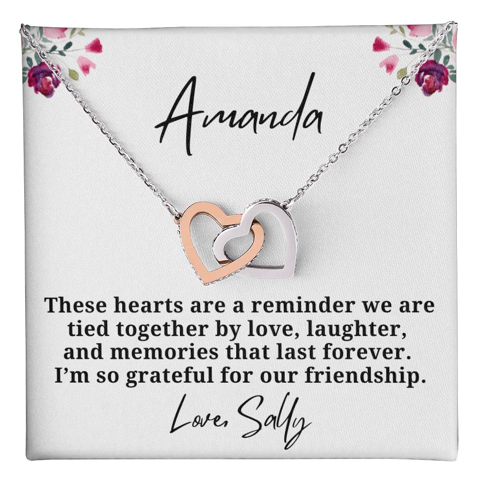 Personalized Memories last Forever Interlocking Hearts Necklace