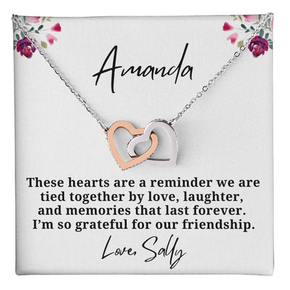 Personalized Memories last Forever Interlocking Hearts Necklace