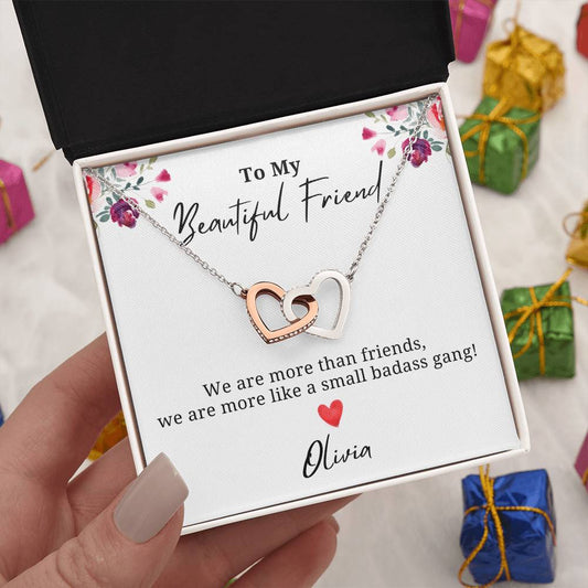 Personalized We are more than just friends - Interlocking Hearts Necklace