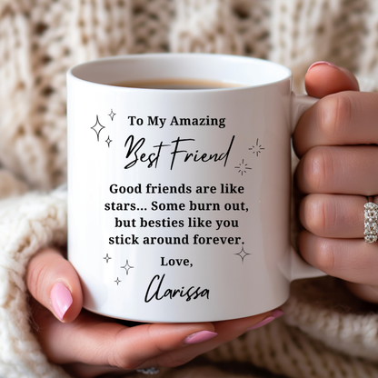 Good friends are like stars Personalized White Mug