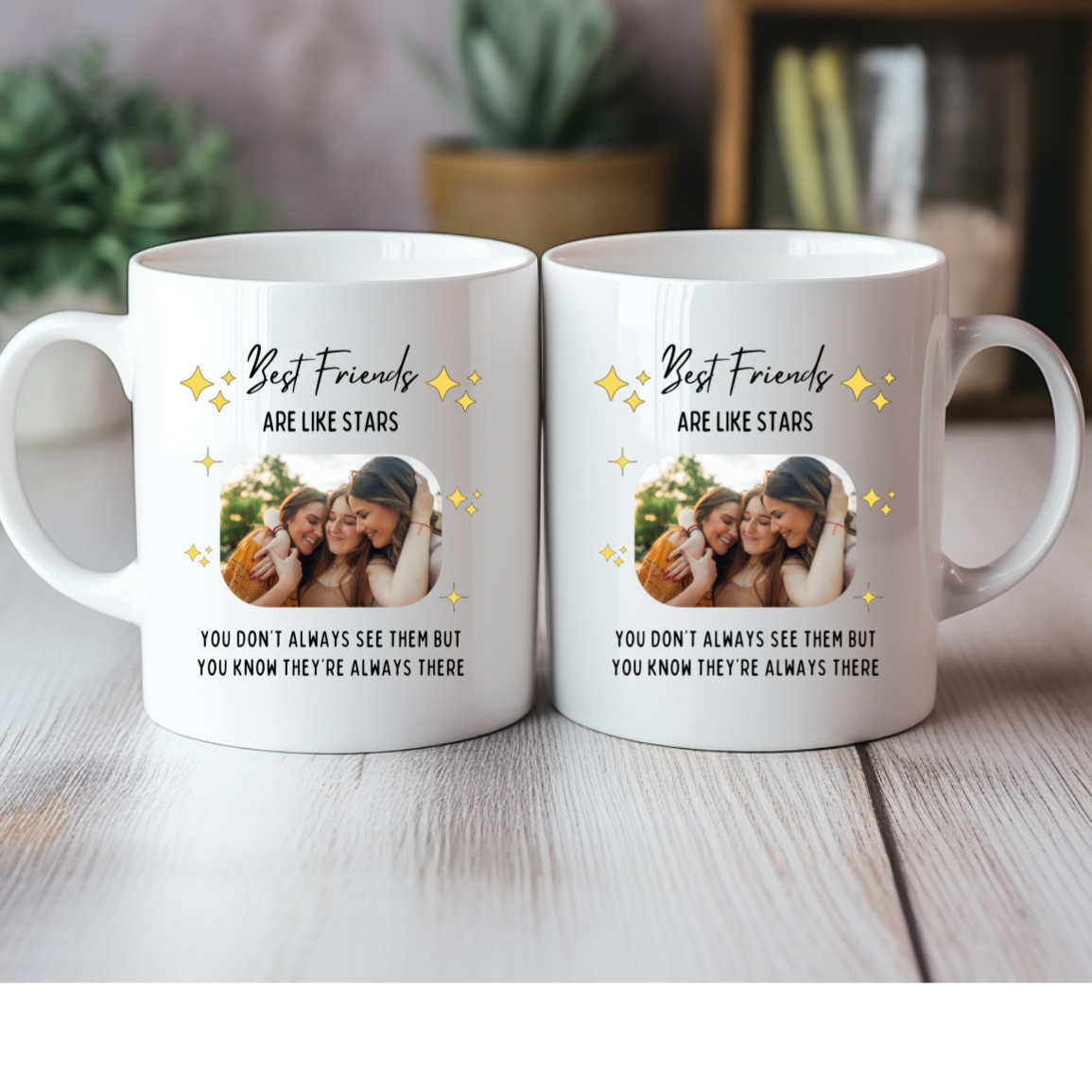 Best Friends Are Like Stars Personalized Photo White Mug