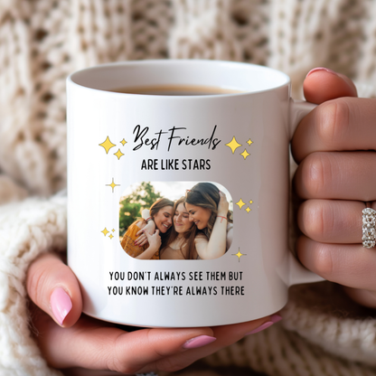 Best Friends Are Like Stars Personalized Photo White Mug