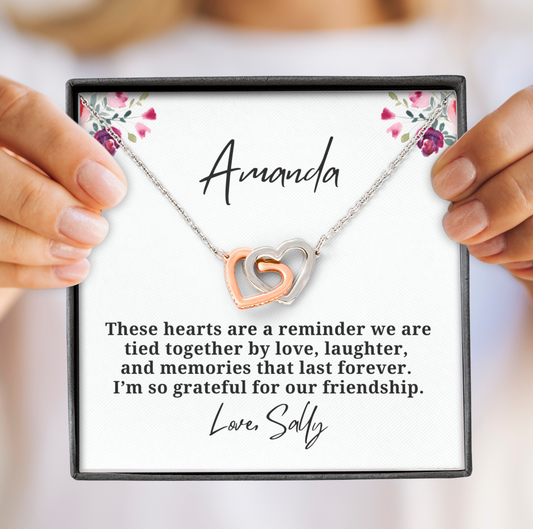 Personalized Memories last Forever Interlocking Hearts Necklace