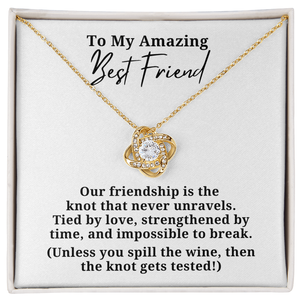 Funny Strengthened By Time Best Friend Love Knot Necklace
