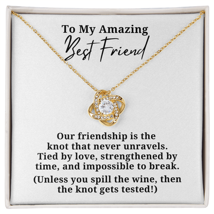 Funny Strengthened By Time Best Friend Love Knot Necklace
