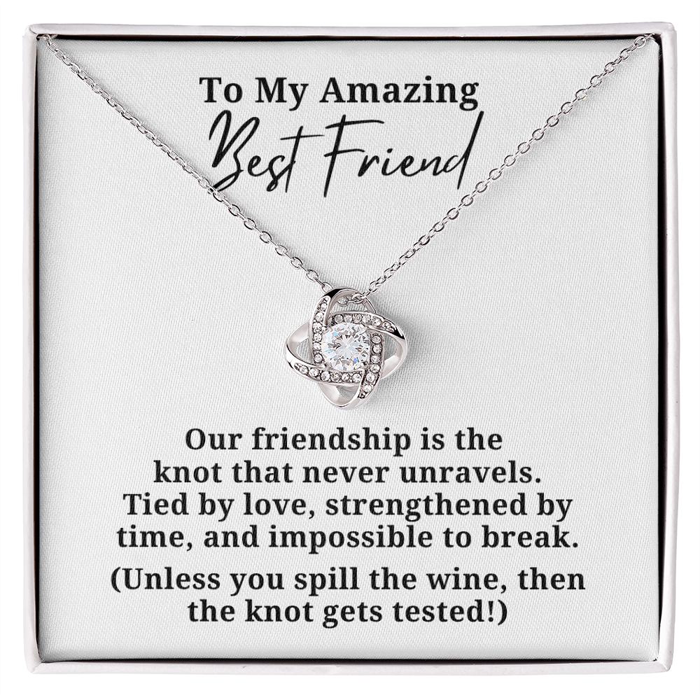 Funny Strengthened By Time Best Friend Love Knot Necklace