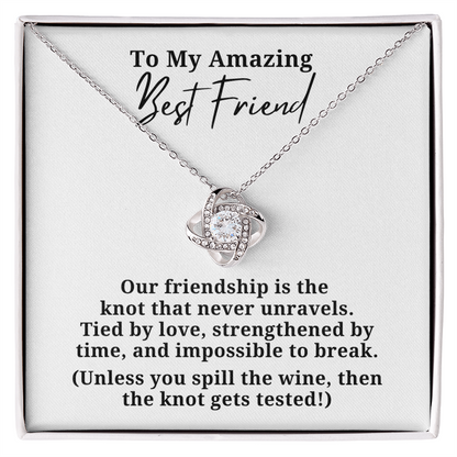 Funny Strengthened By Time Best Friend Love Knot Necklace