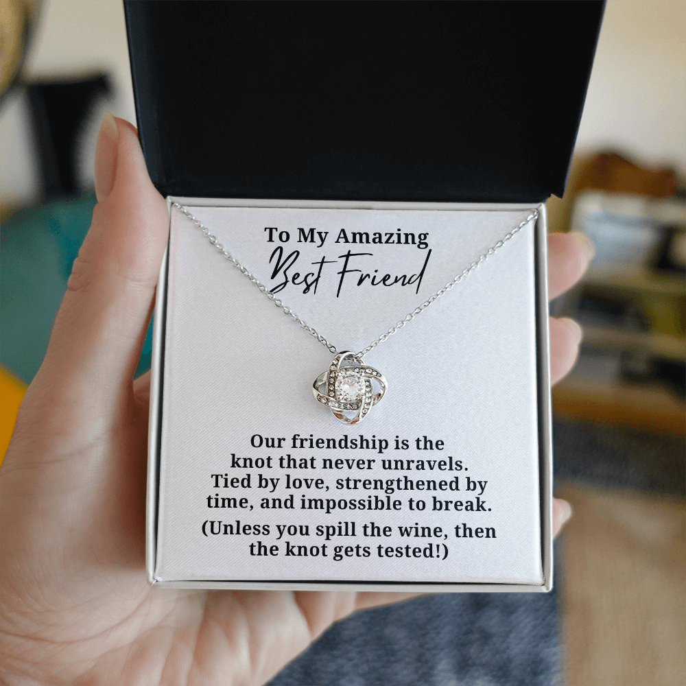 Funny Strengthened By Time Best Friend Love Knot Necklace