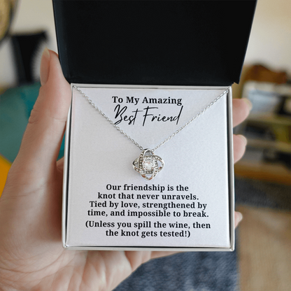 Funny Strengthened By Time Best Friend Love Knot Necklace
