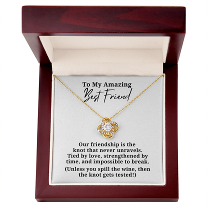 Funny Strengthened By Time Best Friend Love Knot Necklace