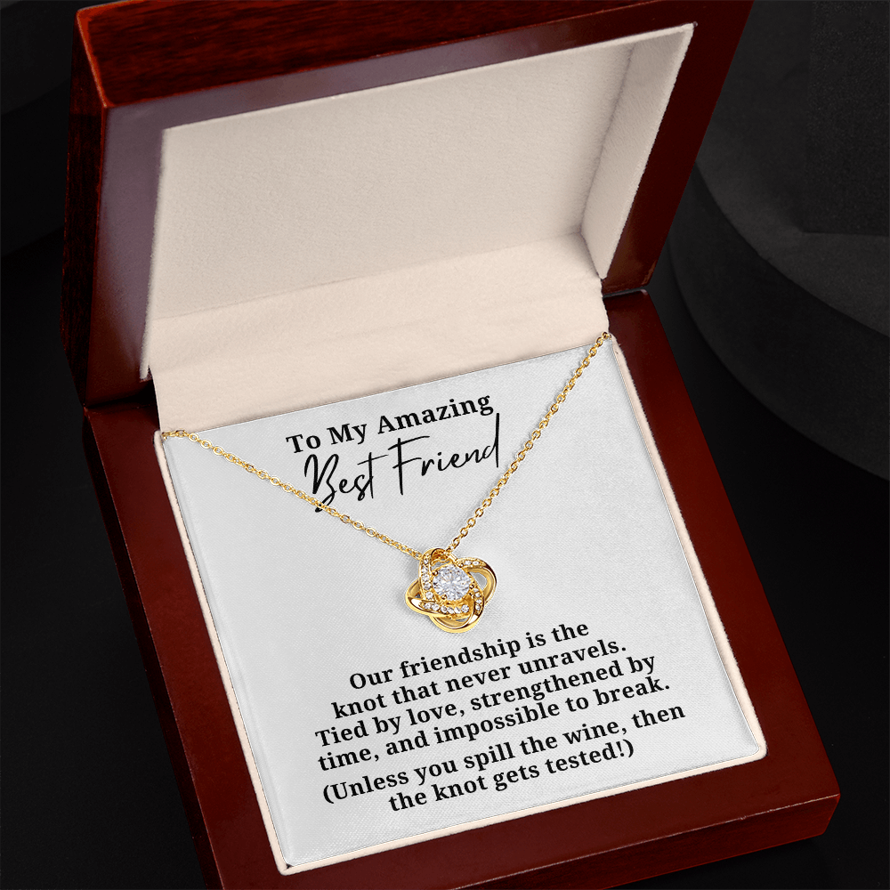 Funny Strengthened By Time Best Friend Love Knot Necklace