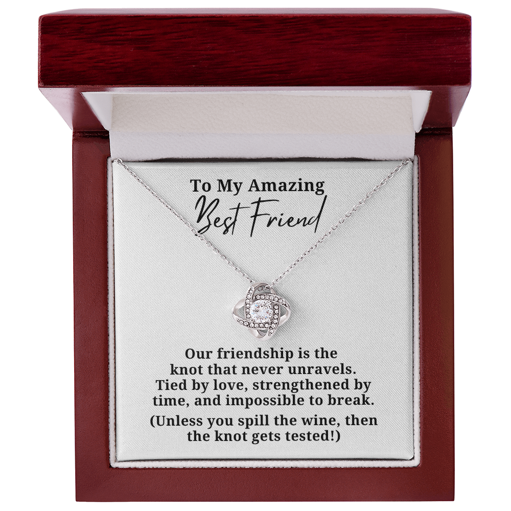 Funny Strengthened By Time Best Friend Love Knot Necklace