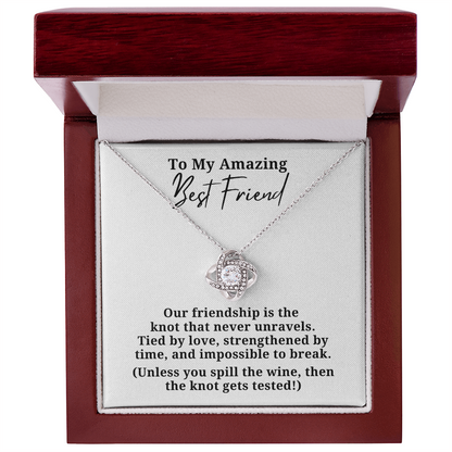 Funny Strengthened By Time Best Friend Love Knot Necklace