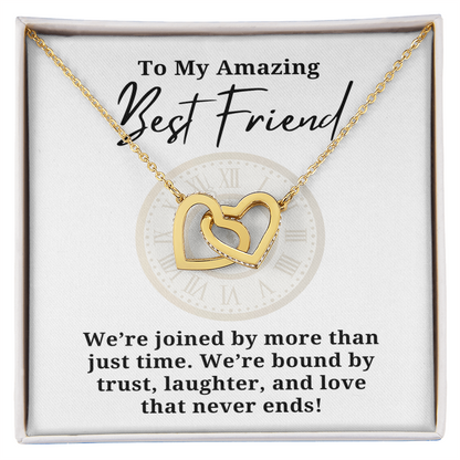 Best Friend Trust Laughter And Love Interlocking hearts Necklace