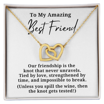 Funny Best Friend Wine Lovers Interlocking Hearts Necklace
