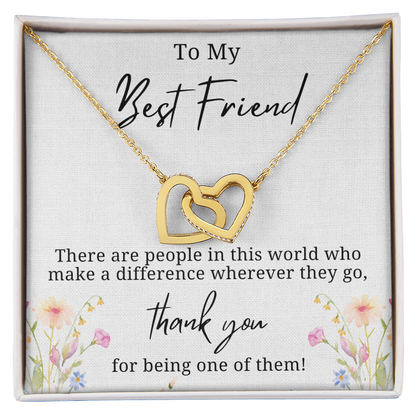 Thank you for making a difference Interlocking Hearts Necklace