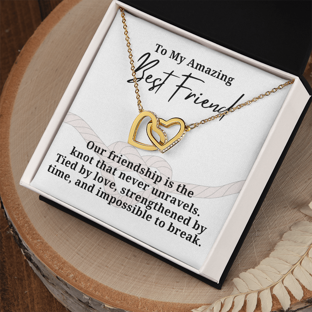 Strengthened By Time Best Friend Interlocking hearts necklace