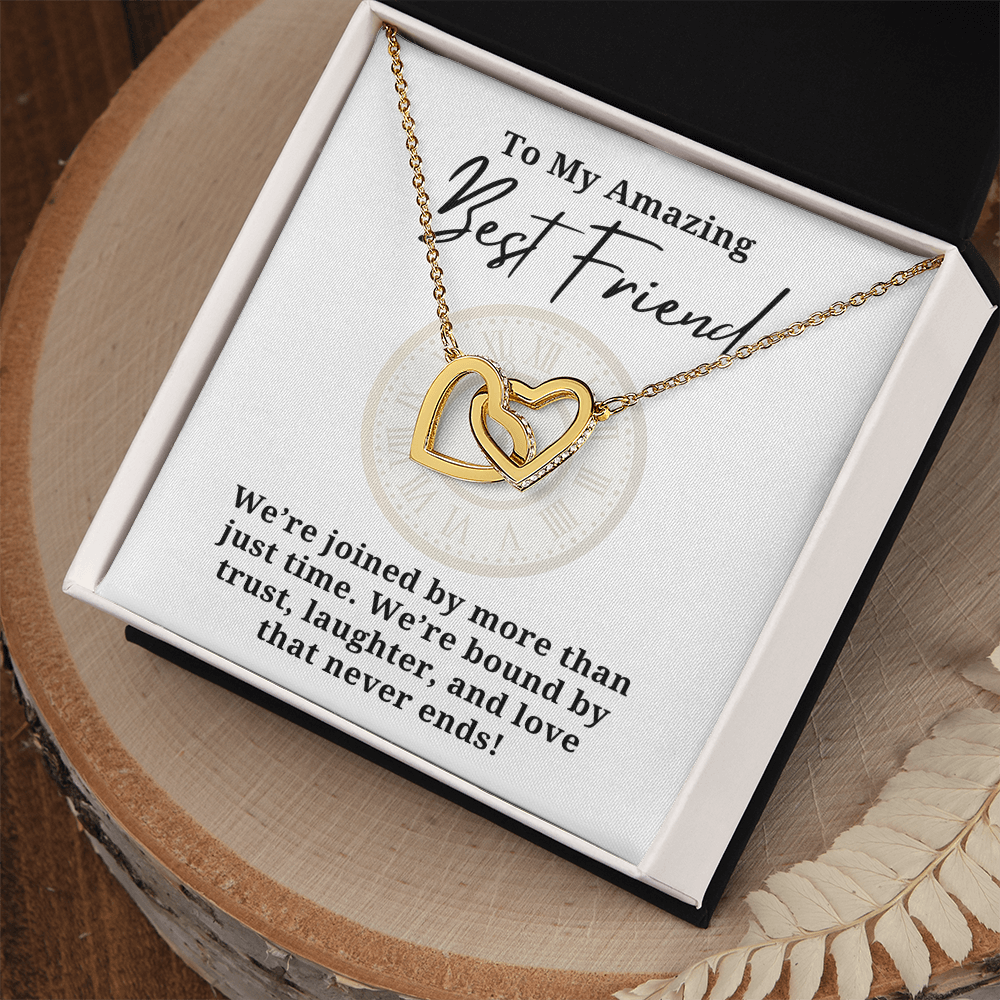Best Friend Trust Laughter And Love Interlocking hearts Necklace