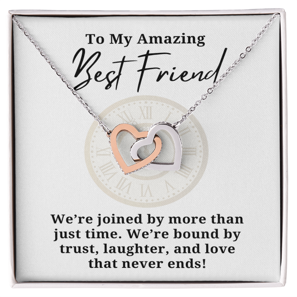Best Friend Trust Laughter And Love Interlocking hearts Necklace