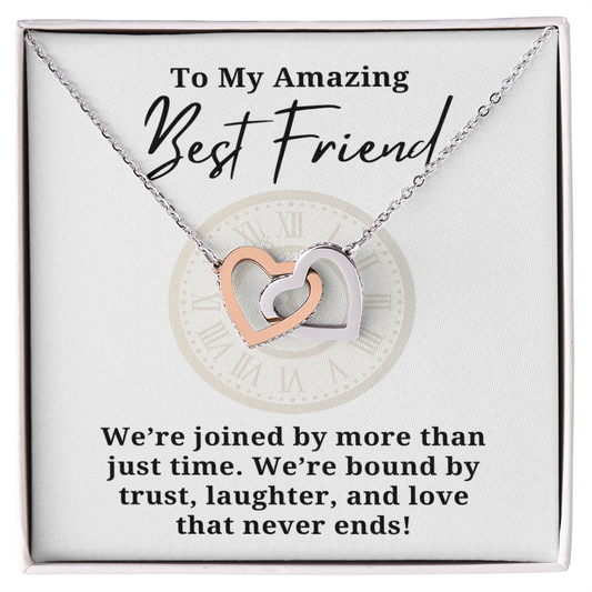 Best Friend Trust Laughter And Love Interlocking hearts Necklace