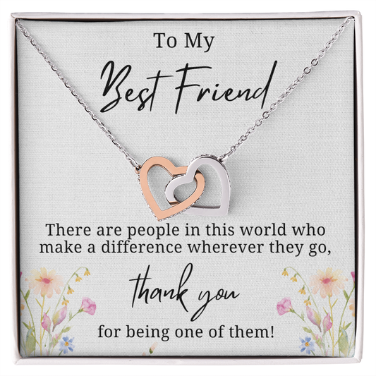 Thank you for making a difference Interlocking Hearts Necklace