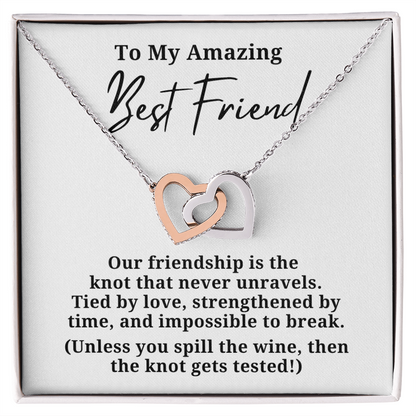 Funny Best Friend Wine Lovers Interlocking Hearts Necklace