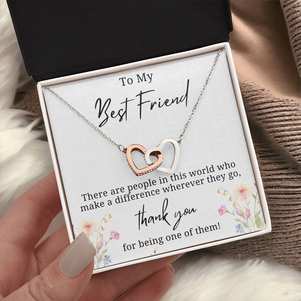 Thank you for making a difference Interlocking Hearts Necklace