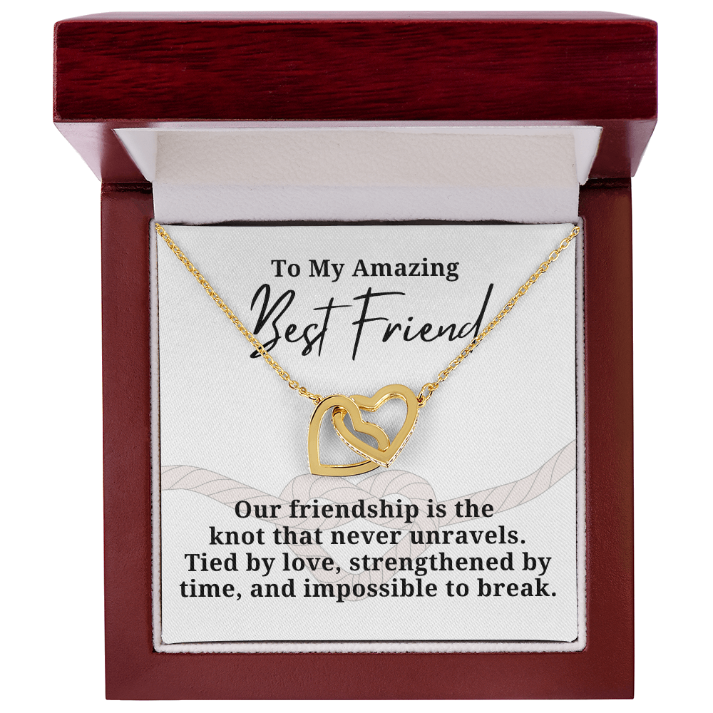 Strengthened By Time Best Friend Interlocking hearts necklace