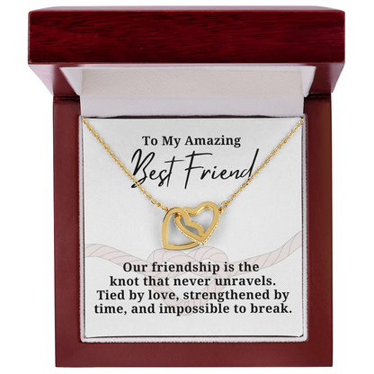 Strengthened By Time Best Friend Interlocking hearts necklace