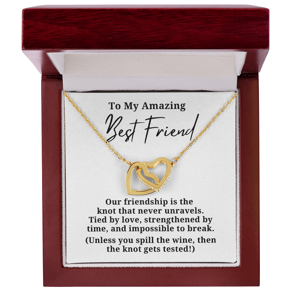 Funny Best Friend Wine Lovers Interlocking Hearts Necklace