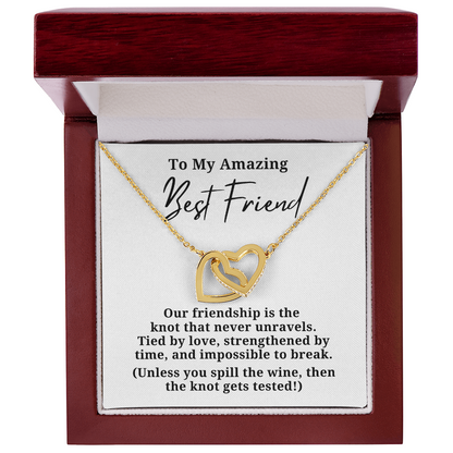 Funny Best Friend Wine Lovers Interlocking Hearts Necklace